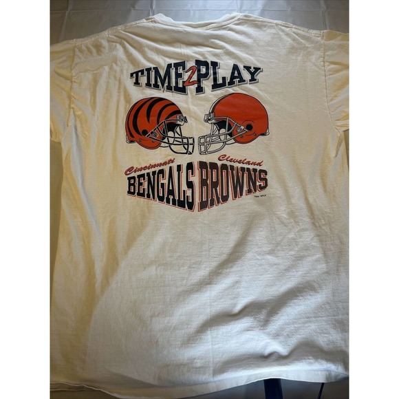 Vintage Single Stitch T Shirt Cl Browns Bangles Time 2 Play NFL All Sport Event - Picture 1 of 7